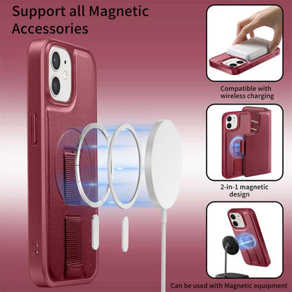 For iPhone 12 / 12 Pro CaseNeo Finger Grip Strap MagSafe Leather Phone Case(Red) - iPhone 12 / 12 Pro Cases by CaseNeo | Online Shopping UK | buy2fix