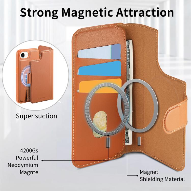 For iPhone 16e CaseNeo Finger Grip Strap MagSafe Leather Phone Case(Brown) - iPhone 16e Cases by CaseNeo | Online Shopping UK | buy2fix