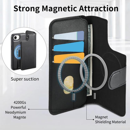 For iPhone 16e CaseNeo Finger Grip Strap MagSafe Leather Phone Case(Black) - iPhone 16e Cases by CaseNeo | Online Shopping UK | buy2fix