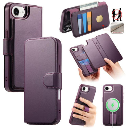 For iPhone 16e CaseNeo Finger Grip Strap MagSafe Leather Phone Case(Purple) - iPhone 16e Cases by CaseNeo | Online Shopping UK | buy2fix