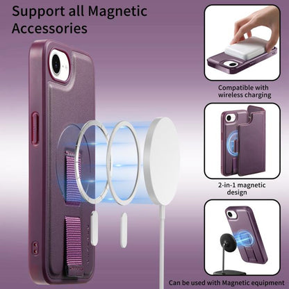 For iPhone 16e CaseNeo Finger Grip Strap MagSafe Leather Phone Case(Purple) - iPhone 16e Cases by CaseNeo | Online Shopping UK | buy2fix