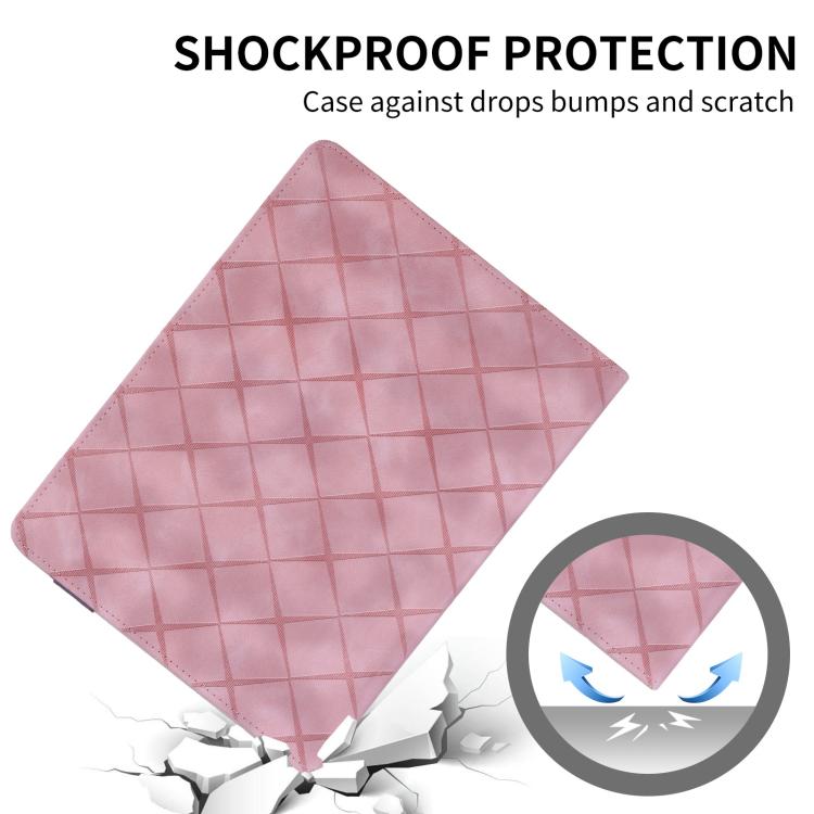 For iPad 11th 2025 / 10th 2022 Rhombus Embossed Leather Smart Tablet Case(Pink) - iPad 2025 / 2022 Cases by buy2fix | Online Shopping UK | buy2fix