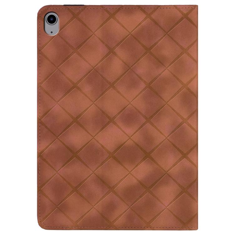 For iPad 11th 2025 / 10th 2022 Rhombus Embossed Leather Smart Tablet Case(Brown) - iPad 2025 / 2022 Cases by buy2fix | Online Shopping UK | buy2fix