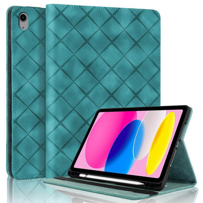 For iPad 2025 / 2022 Rhombus Embossed Leather Smart Tablet Case(Green) - iPad 2025 / 2022 Cases by buy2fix | Online Shopping UK | buy2fix