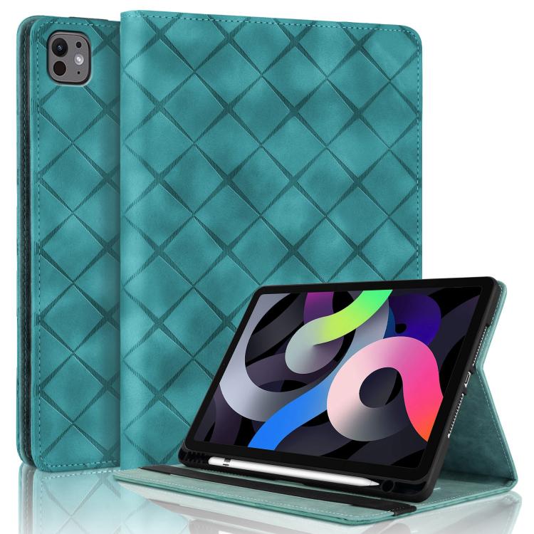 For iPad Air 11 2025 / 2024 Rhombus Embossed Leather Smart Tablet Case(Green) - iPad Air 11 2025 / 2024 Cases by buy2fix | Online Shopping UK | buy2fix