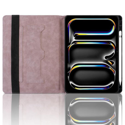 For iPad Pro 13 2024 Rhombus Embossed Leather Smart Tablet Case(Pink) - iPad Pro 13 2024 Cases by buy2fix | Online Shopping UK | buy2fix