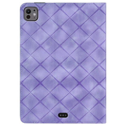 For iPad Pro 13 2024 Rhombus Embossed Leather Smart Tablet Case(Purple) - iPad Pro 13 2024 Cases by buy2fix | Online Shopping UK | buy2fix