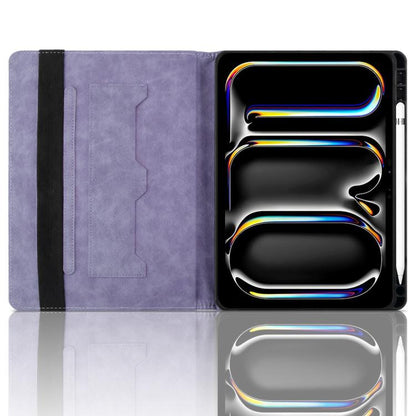 For iPad Pro 13 2024 Rhombus Embossed Leather Smart Tablet Case(Purple) - iPad Pro 13 2024 Cases by buy2fix | Online Shopping UK | buy2fix