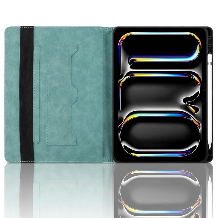 For iPad Pro 13 2024 Rhombus Embossed Leather Smart Tablet Case(Green) - iPad Pro 13 2024 Cases by buy2fix | Online Shopping UK | buy2fix