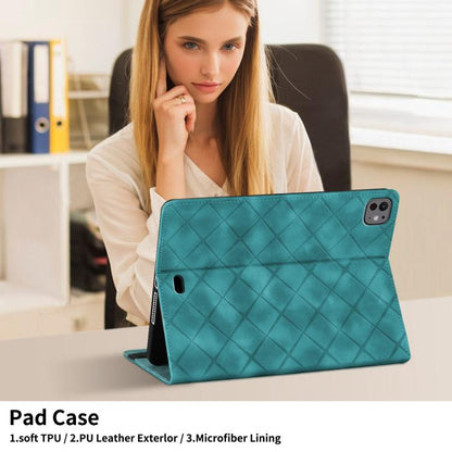 For iPad Pro 13 2024 Rhombus Embossed Leather Smart Tablet Case(Green) - iPad Pro 13 2024 Cases by buy2fix | Online Shopping UK | buy2fix