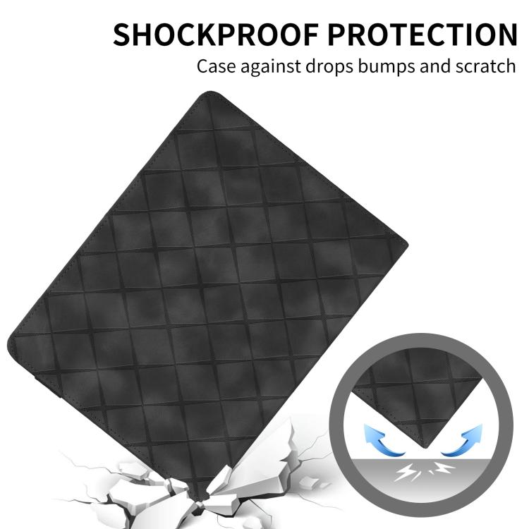 For iPad Pro 13 2024 Rhombus Embossed Leather Smart Tablet Case(Black) - iPad Pro 13 2024 Cases by buy2fix | Online Shopping UK | buy2fix