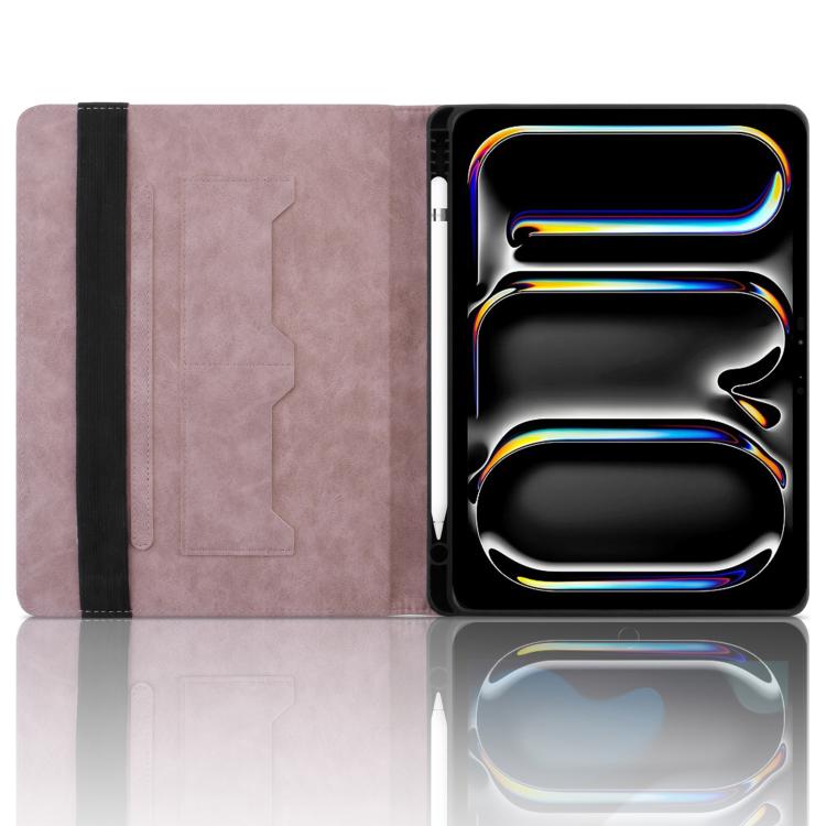 For iPad Air 13 2025 / 2024 / Pro 12.9 Rhombus Embossed Leather Smart Tablet Case(Pink) - iPad Air 13 2025 / 2024 Cases by buy2fix | Online Shopping UK | buy2fix