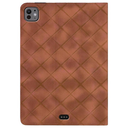 For iPad Air 13 2025 / 2024 / Pro 12.9 Rhombus Embossed Leather Smart Tablet Case(Brown) - iPad Air 13 2025 / 2024 Cases by buy2fix | Online Shopping UK | buy2fix