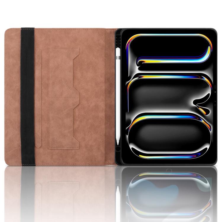 For iPad Air 13 2025 / 2024 / Pro 12.9 Rhombus Embossed Leather Smart Tablet Case(Brown) - iPad Air 13 2025 / 2024 Cases by buy2fix | Online Shopping UK | buy2fix