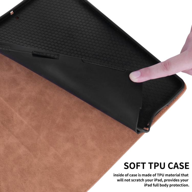 For iPad Air 13 2025 / 2024 / Pro 12.9 Rhombus Embossed Leather Smart Tablet Case(Brown) - iPad Air 13 2025 / 2024 Cases by buy2fix | Online Shopping UK | buy2fix