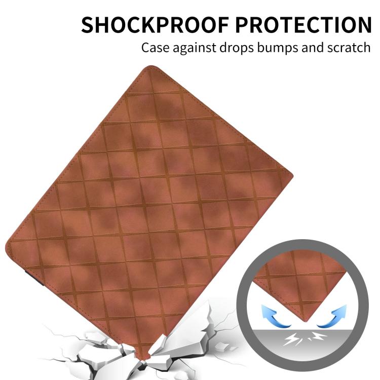 For iPad Air 13 2025 / 2024 / Pro 12.9 Rhombus Embossed Leather Smart Tablet Case(Brown) - iPad Air 13 2025 / 2024 Cases by buy2fix | Online Shopping UK | buy2fix