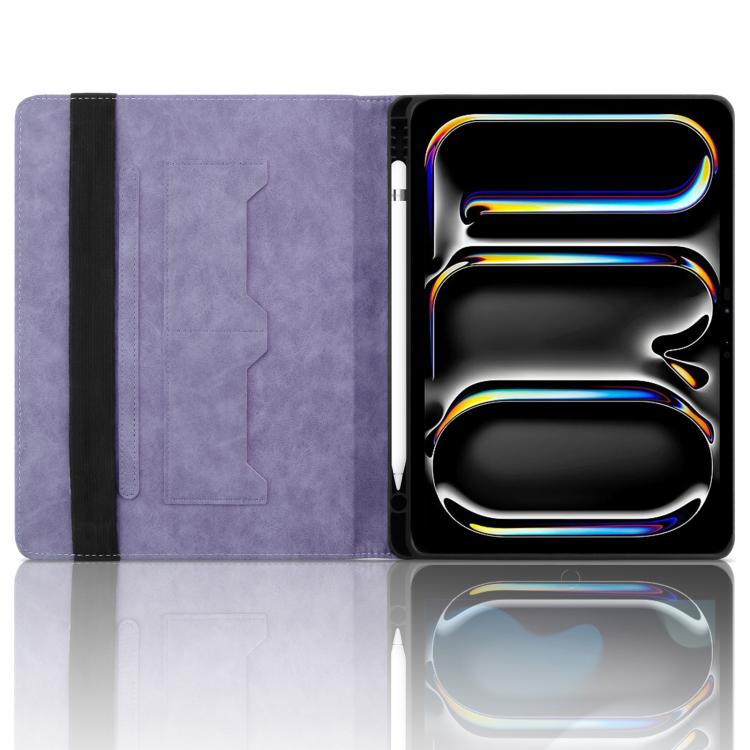 For iPad Air 13 2025 / 2024 / Pro 12.9 Rhombus Embossed Leather Smart Tablet Case(Purple) - iPad Air 13 2025 / 2024 Cases by buy2fix | Online Shopping UK | buy2fix