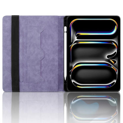 For iPad Air 13 2025 / 2024 / Pro 12.9 Rhombus Embossed Leather Smart Tablet Case(Purple) - iPad Air 13 2025 / 2024 Cases by buy2fix | Online Shopping UK | buy2fix