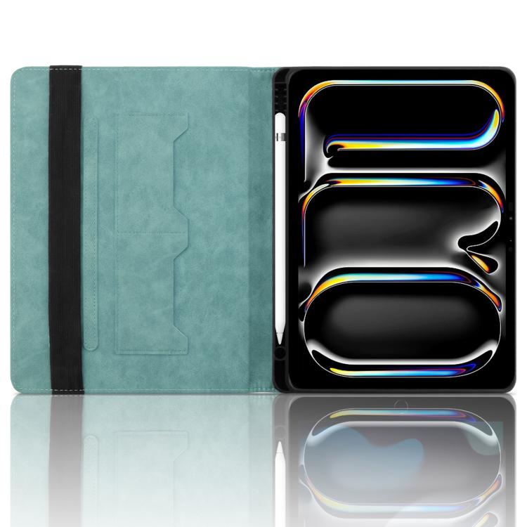 For iPad Air 13 2025 / 2024 / Pro 12.9 Rhombus Embossed Leather Smart Tablet Case(Green) - iPad Air 13 2025 / 2024 Cases by buy2fix | Online Shopping UK | buy2fix