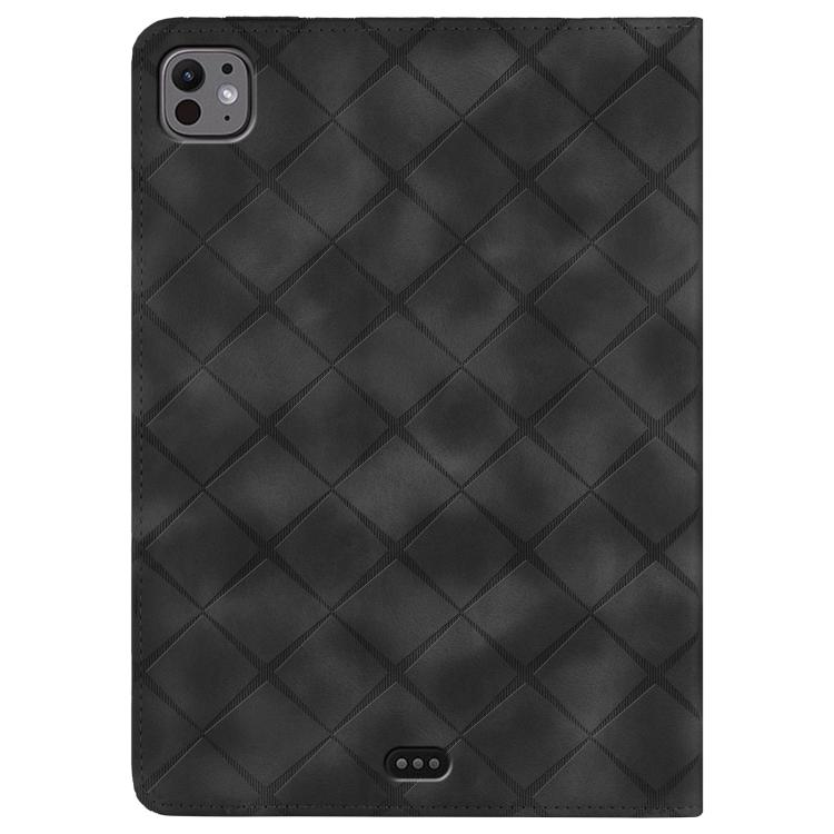For iPad Air 13 2025 / 2024 / Pro 12.9 Rhombus Embossed Leather Smart Tablet Case(Black) - iPad Air 13 2025 / 2024 Cases by buy2fix | Online Shopping UK | buy2fix
