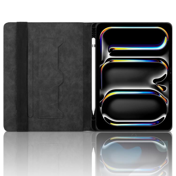 For iPad Air 13 2025 / 2024 / Pro 12.9 Rhombus Embossed Leather Smart Tablet Case(Black) - iPad Air 13 2025 / 2024 Cases by buy2fix | Online Shopping UK | buy2fix