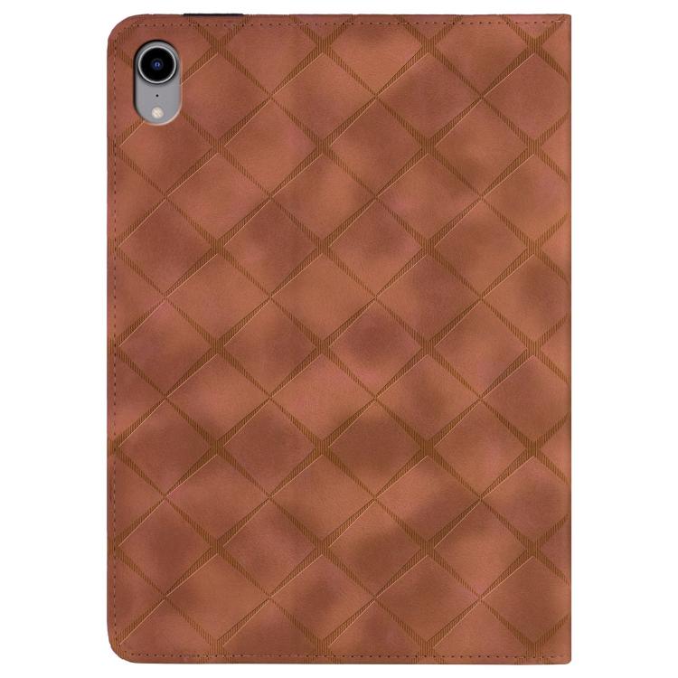 For iPad mini 6 / mini 2024 Rhombus Embossed Leather Smart Tablet Case(Brown) - iPad mini 2024 Cases by buy2fix | Online Shopping UK | buy2fix