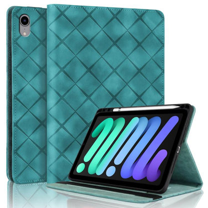 For iPad mini 6 / mini 2024 Rhombus Embossed Leather Smart Tablet Case(Green) - iPad mini 2024 Cases by buy2fix | Online Shopping UK | buy2fix