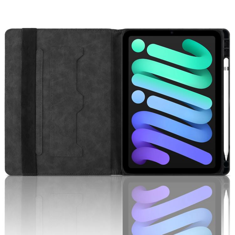 For iPad mini 6 / mini 2024 Rhombus Embossed Leather Smart Tablet Case(Black) - iPad mini 2024 Cases by buy2fix | Online Shopping UK | buy2fix