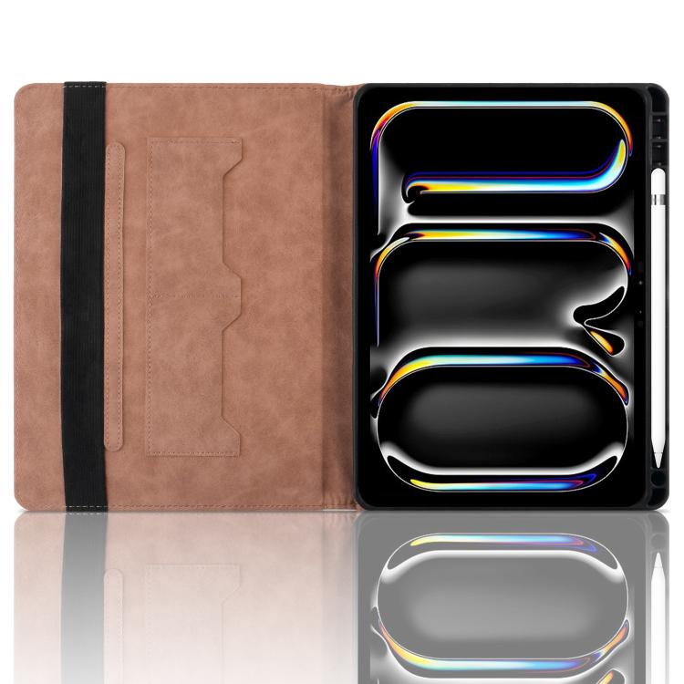 For iPad Pro 11 2024 Rhombus Embossed Leather Smart Tablet Case(Brown) - iPad Pro 11 2024 Cases by buy2fix | Online Shopping UK | buy2fix