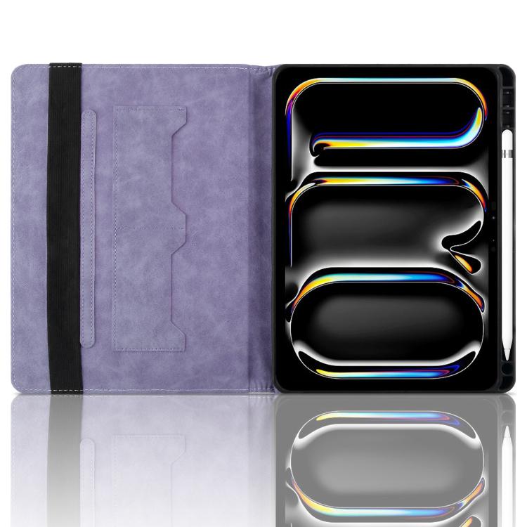 For iPad Pro 11 2024 Rhombus Embossed Leather Smart Tablet Case(Purple) - iPad Pro 11 2024 Cases by buy2fix | Online Shopping UK | buy2fix