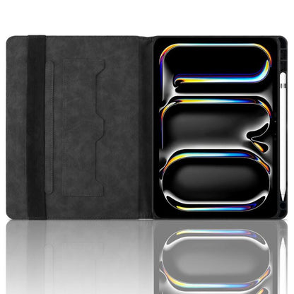 For iPad Pro 11 2024 Rhombus Embossed Leather Smart Tablet Case(Black) - iPad Pro 11 2024 Cases by buy2fix | Online Shopping UK | buy2fix