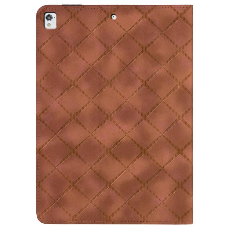 For iPad 10.2 2021 / Air 10.5 Rhombus Embossed Leather Smart Tablet Case(Brown) - iPad 10.2 Cases by buy2fix | Online Shopping UK | buy2fix