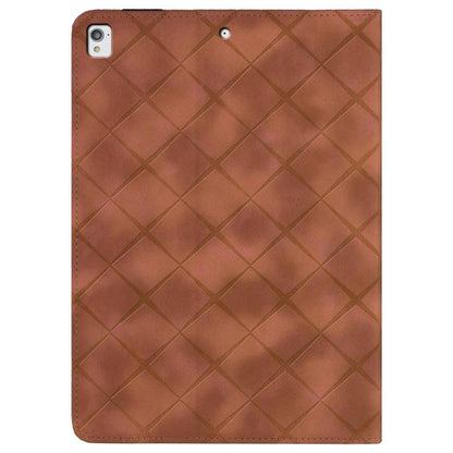 For iPad 10.2 2021 / Air 10.5 Rhombus Embossed Leather Smart Tablet Case(Brown) - iPad 10.2 Cases by buy2fix | Online Shopping UK | buy2fix