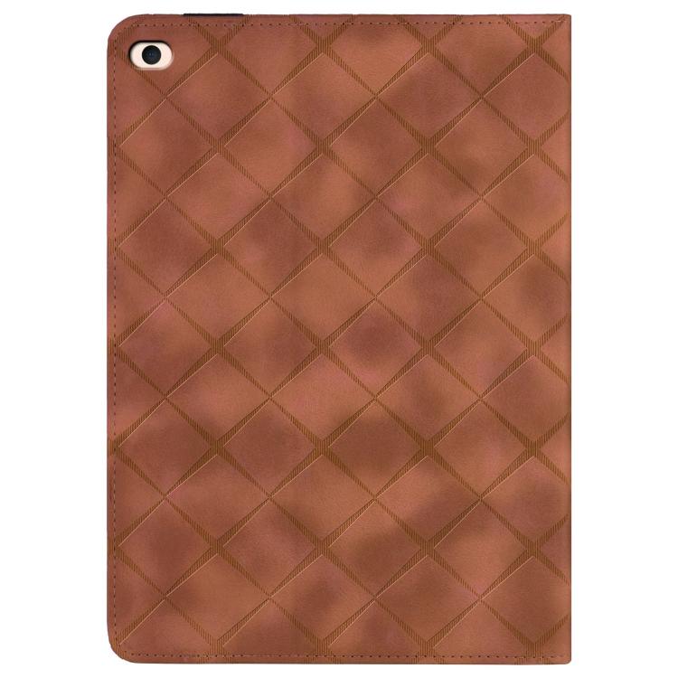 For iPad mini 5 / 4 / 3 / 2 / 1 Rhombus Embossed Leather Smart Tablet Case(Brown) - iPad mini (2019) / mini 5 Cases by buy2fix | Online Shopping UK | buy2fix