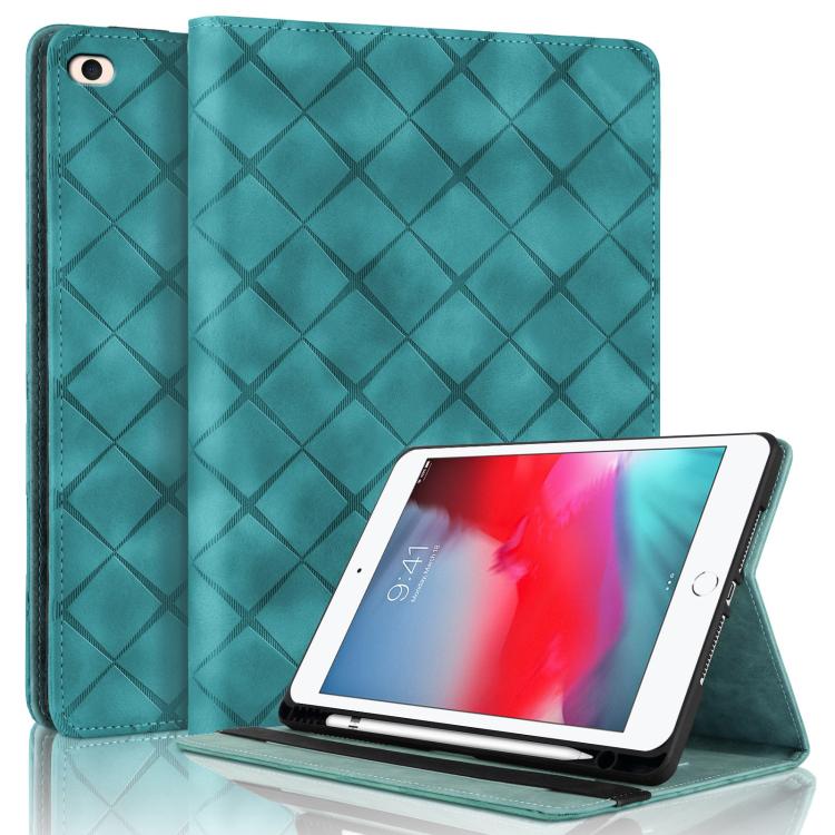 For iPad mini 5 / 4 / 3 / 2 / 1 Rhombus Embossed Leather Smart Tablet Case(Green) - iPad mini (2019) / mini 5 Cases by buy2fix | Online Shopping UK | buy2fix