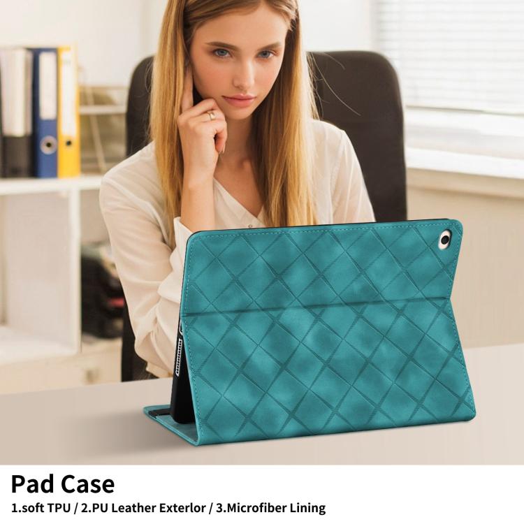 For iPad mini 5 / 4 / 3 / 2 / 1 Rhombus Embossed Leather Smart Tablet Case(Green) - iPad mini (2019) / mini 5 Cases by buy2fix | Online Shopping UK | buy2fix