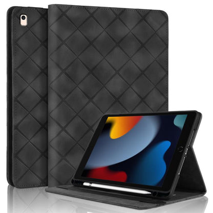 For iPad Air / Air 2 / 9.7 2017 / 2018 Rhombus Embossed Leather Smart Tablet Case(Black) - iPad 9.7 (2018) & (2017) Cases by buy2fix | Online Shopping UK | buy2fix