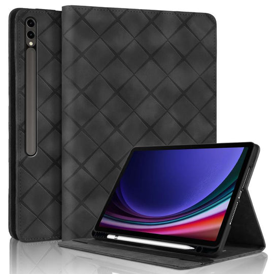 For Samsung Galaxy Tab S10+ / S9 FE+ Rhombus Embossing Leather Tablet Case(Black)
