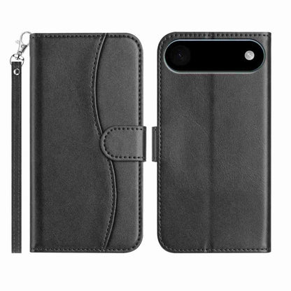 For iPhone Air Dual-Folded S-shape Leather Phone Case(Black) - iPhone Air Cases by buy2fix | Online Shopping UK | buy2fix