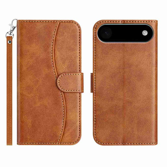 For iPhone Air Dual-Folded S-shape Leather Phone Case(Brown) - iPhone Air Cases by buy2fix | Online Shopping UK | buy2fix