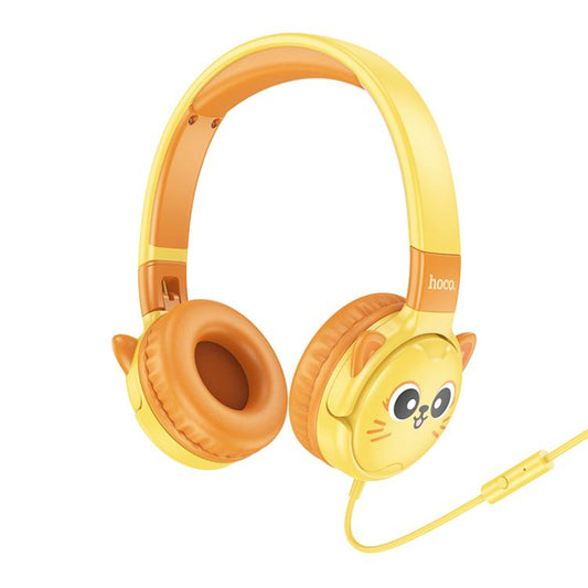 hoco W61 Voice Children Head-mounted Wired Earphone(Sun Yellow) - Headset & Headphone by hoco | Online Shopping UK | buy2fix