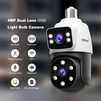 SriHome SH068 E27 4MP HD Dual Lens Light Bulb Camera Outdoor IP66 Waterproof(White) - Light Bulb Camera by SriHome | Online Shopping UK | buy2fix