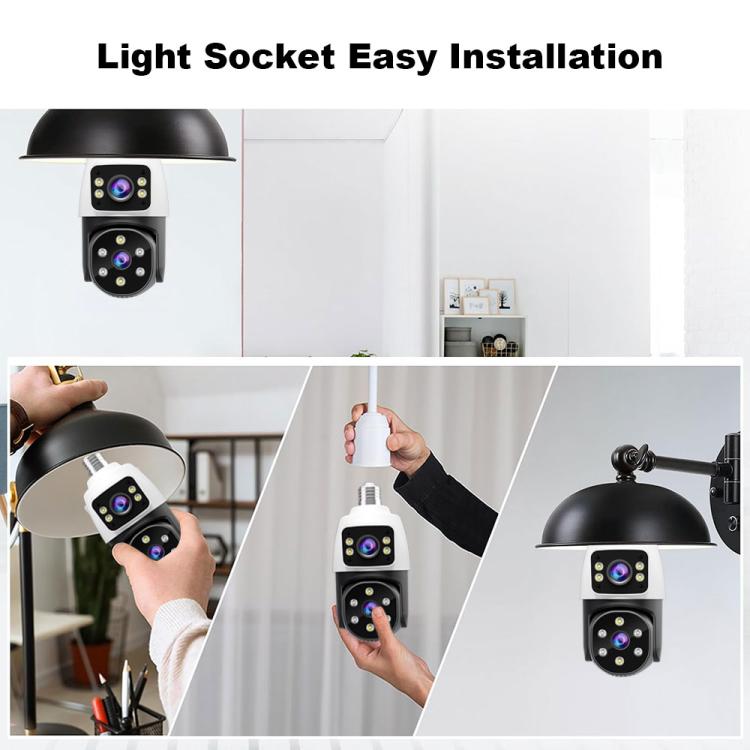 SriHome SH068 E27 4MP HD Dual Lens Light Bulb Camera Outdoor IP66 Waterproof(White) - Light Bulb Camera by SriHome | Online Shopping UK | buy2fix