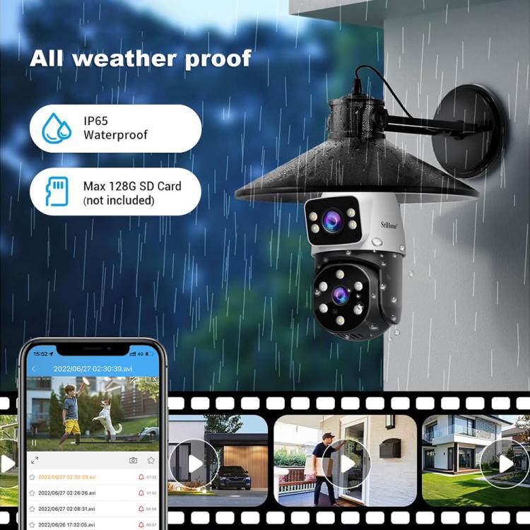 SriHome SH068 E27 4MP HD Dual Lens Light Bulb Camera Outdoor IP66 Waterproof(White) - Light Bulb Camera by SriHome | Online Shopping UK | buy2fix