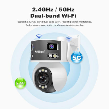 SriHome SH055 8MP HD Multi-lens 5X Optical Zoom Lens Panoramic PTZ Dome Camera(UK Plug) - Dome Camera by SriHome | Online Shopping UK | buy2fix