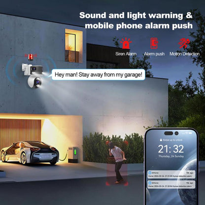 SriHome SH055 8MP HD Multi-lens 5X Optical Zoom Lens Panoramic PTZ Dome Camera(UK Plug) - Dome Camera by SriHome | Online Shopping UK | buy2fix