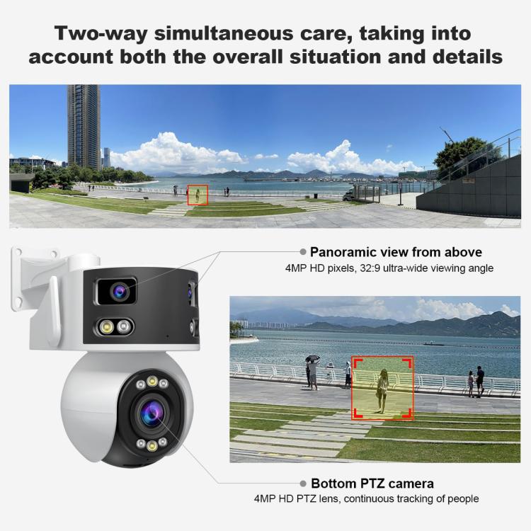 SriHome SH055B 8MP HD Multi-lens Super Wide Angle Panoramic PTZ Dome Camera(EU Plug) - Dome Camera by SriHome | Online Shopping UK | buy2fix