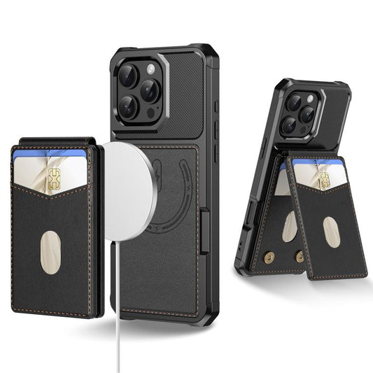 For iPhone 16 Pro Max 2-in-1 Magnetic Wallet MagSafe Leather Back Phone Case(Black) - iPhone 16 Pro Max Cases by buy2fix | Online Shopping UK | buy2fix