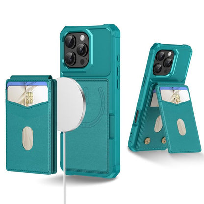 For iPhone 16 Pro Max 2-in-1 Magnetic Wallet MagSafe Leather Back Phone Case(Green) - iPhone 16 Pro Max Cases by buy2fix | Online Shopping UK | buy2fix