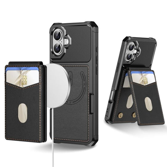 For iPhone 16 Plus 2-in-1 Magnetic Wallet MagSafe Leather Back Phone Case(Black) - iPhone 16 Plus Cases by buy2fix | Online Shopping UK | buy2fix